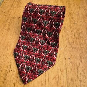 VINTAGE 100% Silk Elegant Red and Green Patterned Men's Tie